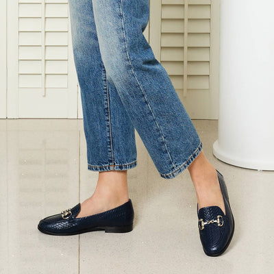 Shoes Triumph: Navy Weave Leather Sole Bliss USA