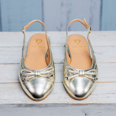 Shoes Ritz: Gold Quilted Leather Sole Bliss USA