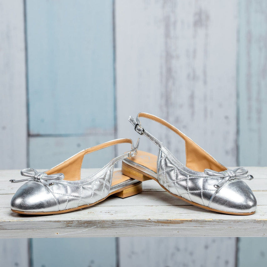 Ritz: Silver Quilted Leather Shoes Sole Bliss