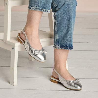 Shoes Ritz: Silver Quilted Leather Sole Bliss USA
