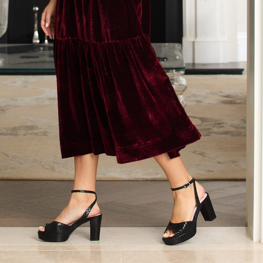 Roma: Black Snake Print Leather