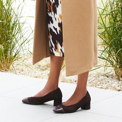 Shoes Valencia: Chocolate Brown Suede & Croc Sole Bliss USA