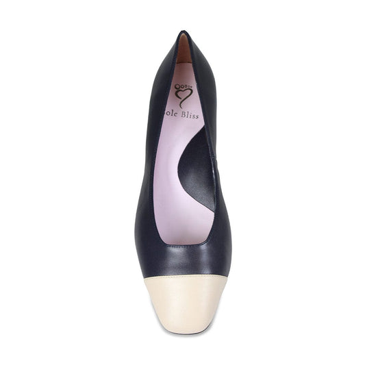 Valencia: Navy & Cream Leather Shoes Sole Bliss