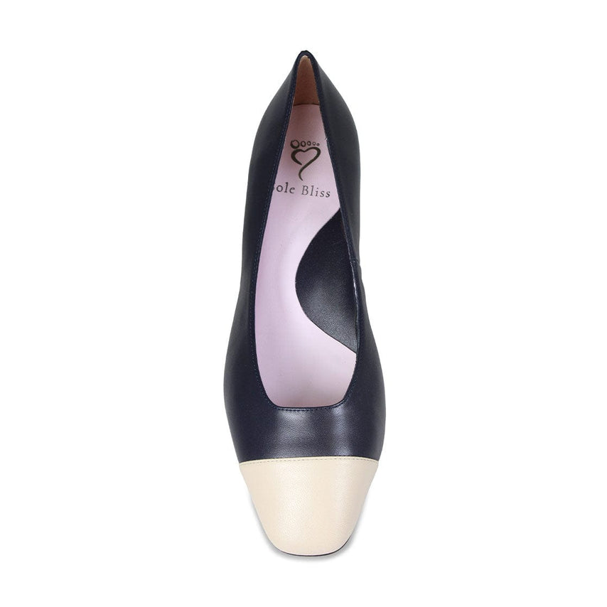 Valencia: Navy & Cream Leather Shoes Sole Bliss