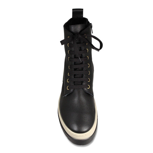 Venture: Black Leather & Shearling Boots Sole Bliss