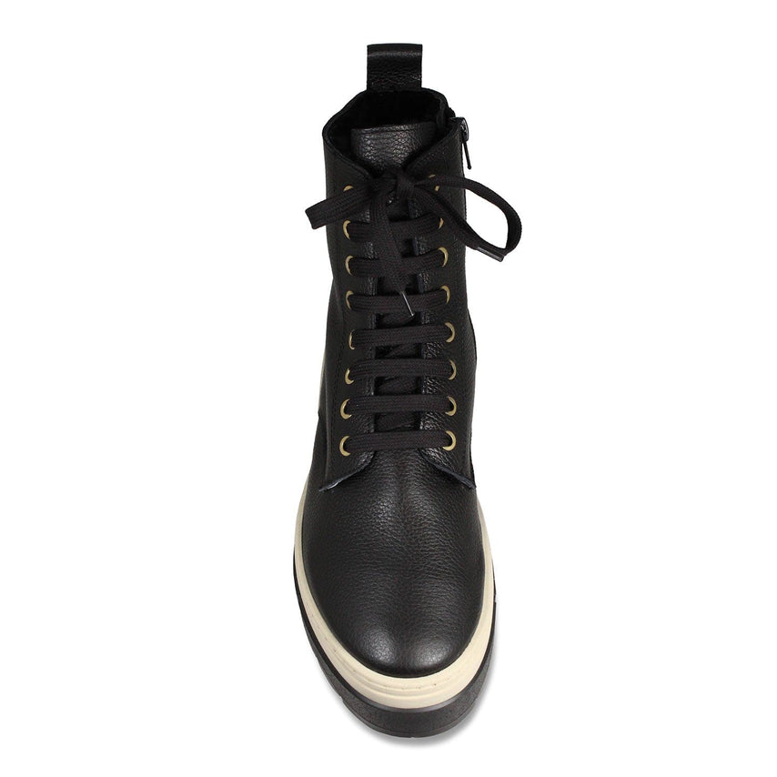Venture: Black Leather & Shearling Boots Sole Bliss