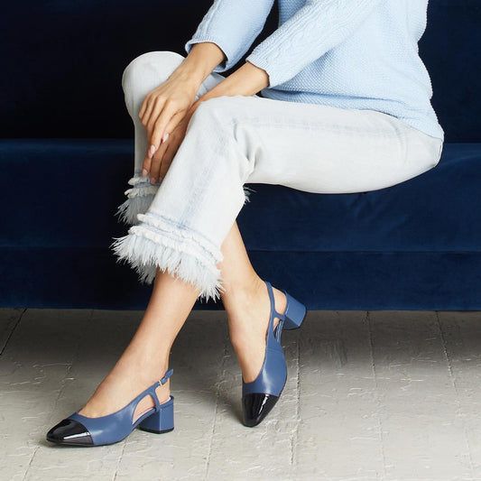 Venus: Denim Leather & Navy Patent Shoes Sole Bliss