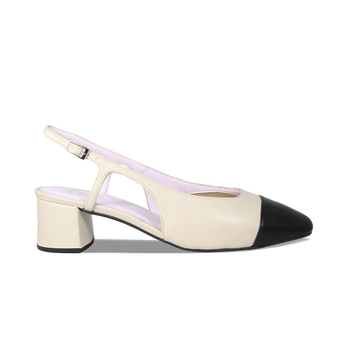 Venus: Cream & Black Leather Shoes Sole Bliss