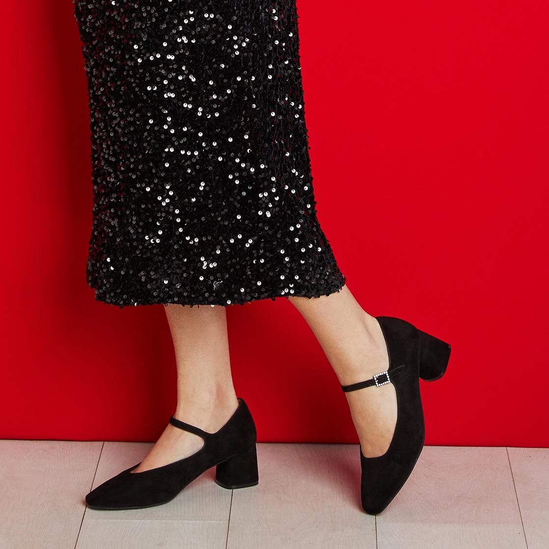 Buy PARVISH Women & Girls Fashion Black Block Heels Bling - 7 at Amazon.in
