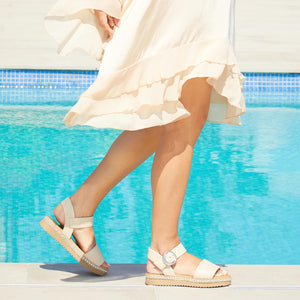 Shoes Walker: Cream Leather Sole Bliss USA