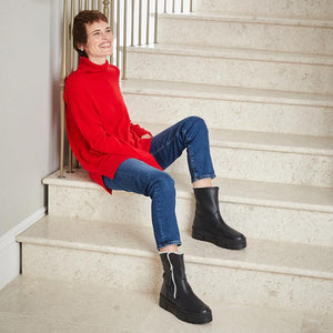 Boots Wonder: Black Leather & Shearling Sole Bliss USA