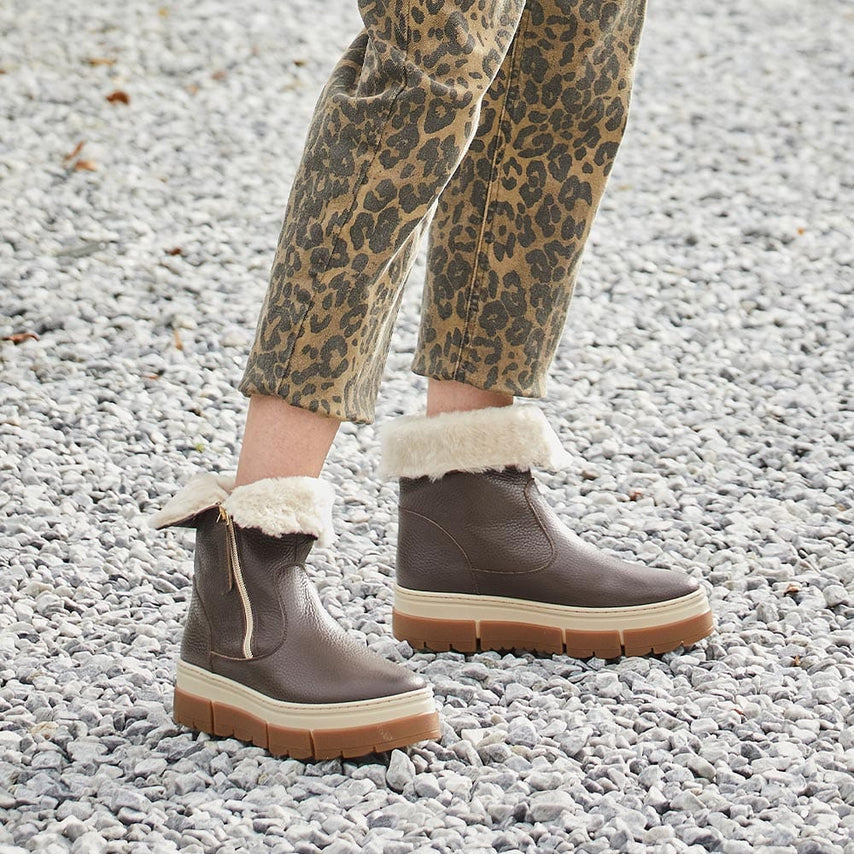 Wonder: Chocolate Brown Leather & Shearling Boots Sole Bliss