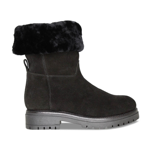 Wynter: Black Suede & Shearling Boots Sole Bliss
