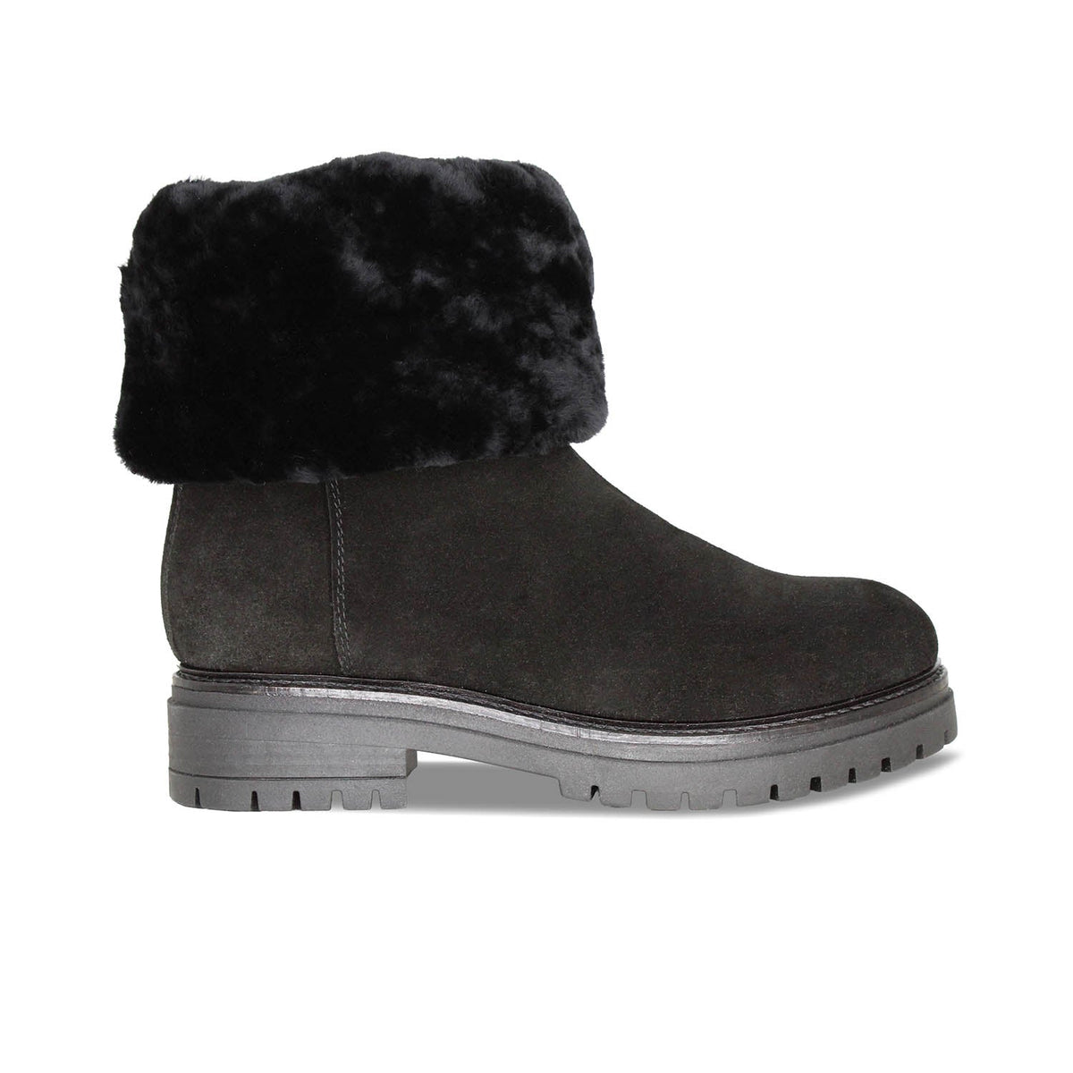Wynter: Black Suede & Shearling Boots Sole Bliss