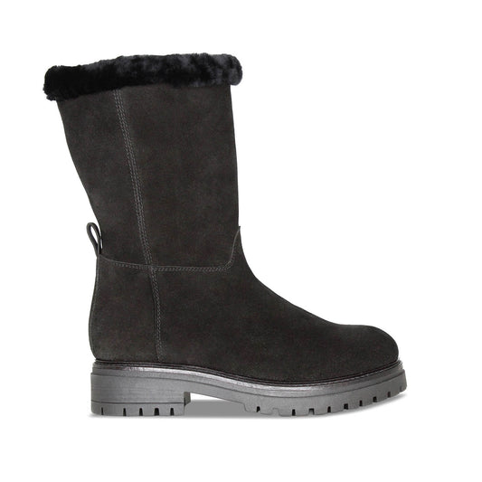 Wynter: Black Suede & Shearling Boots Sole Bliss