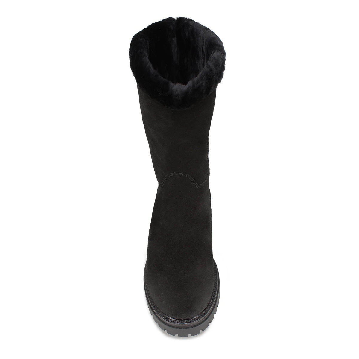 Wynter: Black Suede & Shearling Boots Sole Bliss