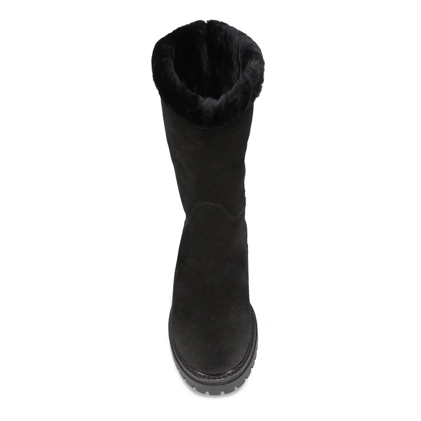 Wynter: Black Suede & Shearling Boots Sole Bliss