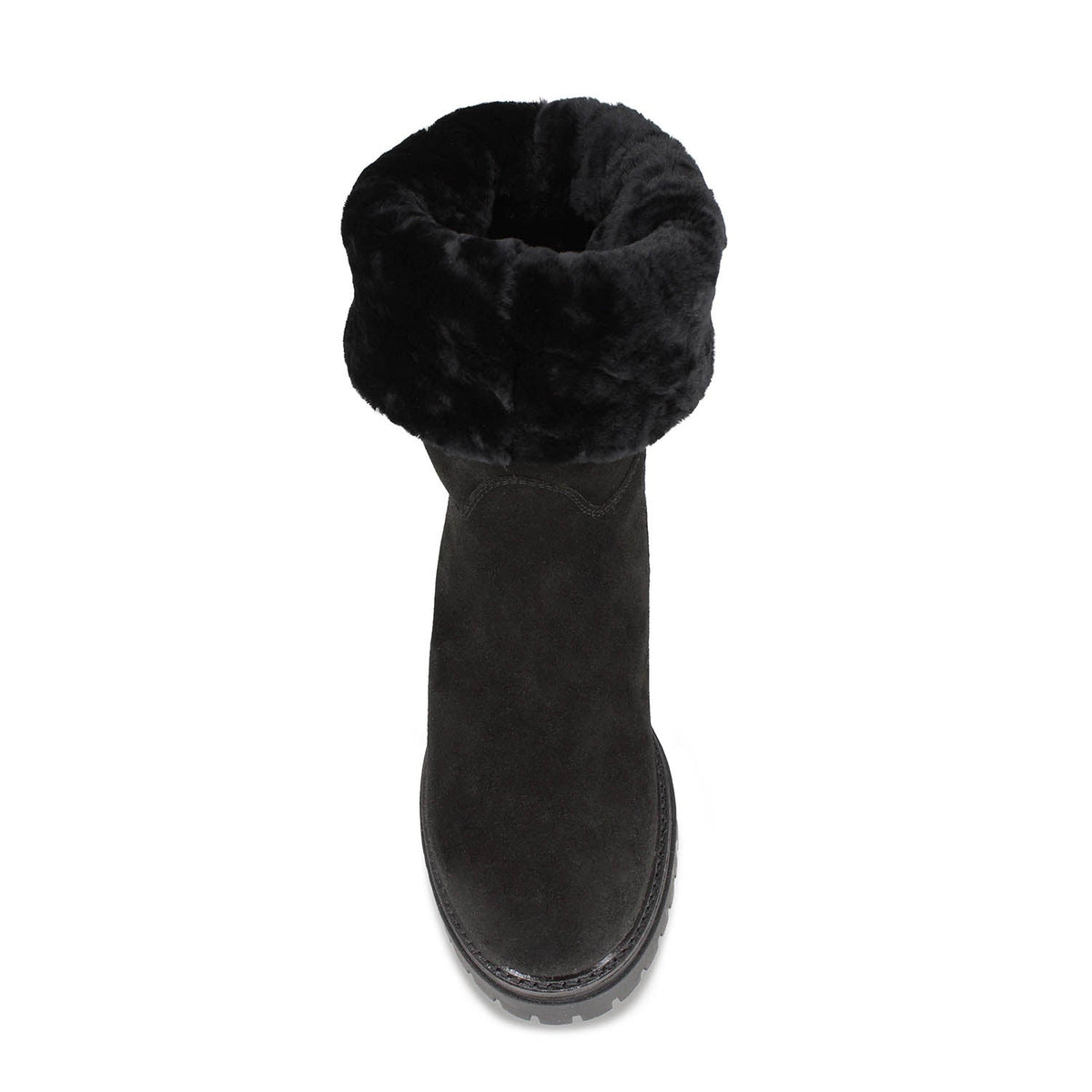 Wynter: Black Suede & Shearling Boots Sole Bliss