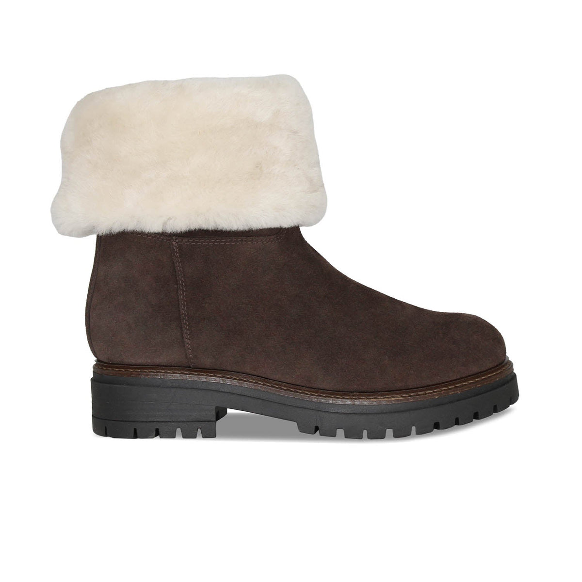 Wynter: Chocolate Brown Suede & Shearling Boots Sole Bliss