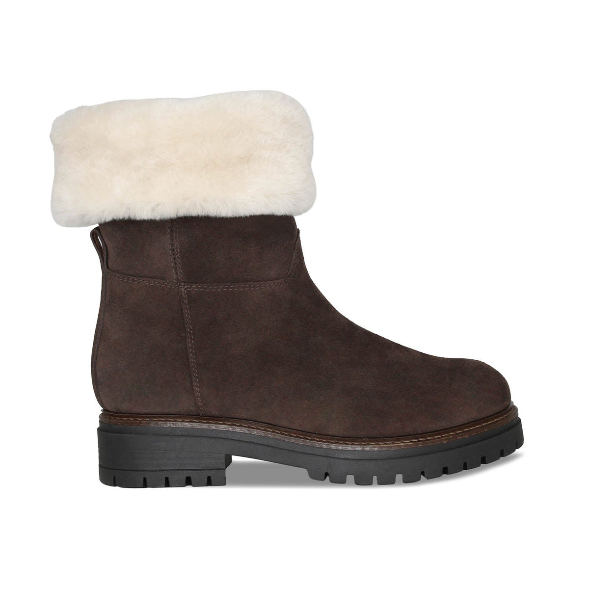 Wynter: Chocolate Brown Suede & Shearling Boots Sole Bliss