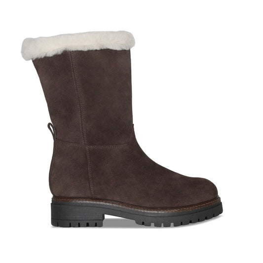 Wynter: Chocolate Brown Suede & Shearling Boots Sole Bliss