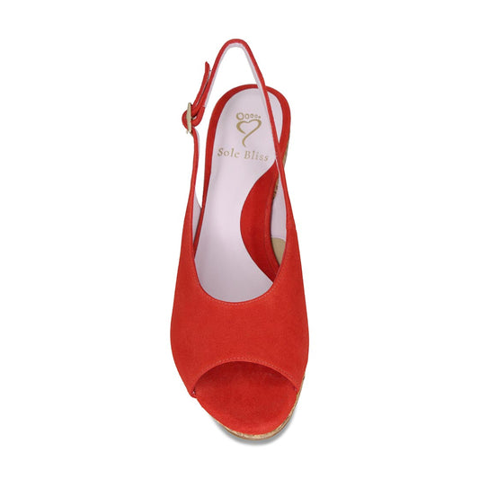 Zena: Coral Red Suede Shoes Sole Bliss