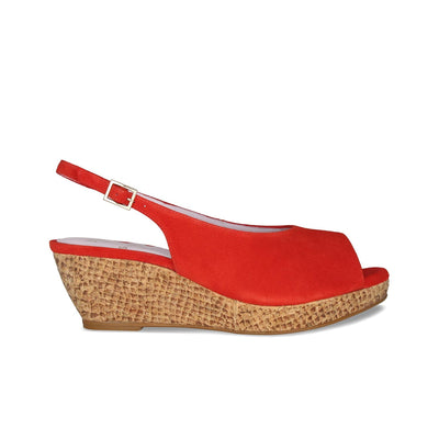 Shoes Zena: Coral Red Suede Sole Bliss USA