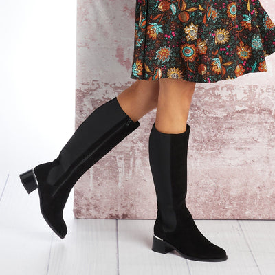Boots Zita: Black Suede Sole Bliss USA