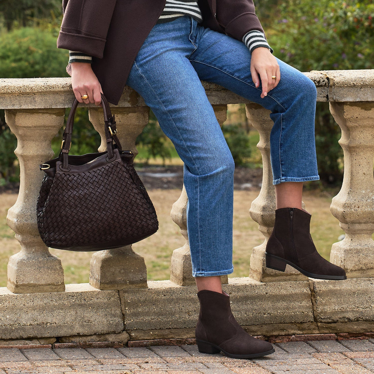 Blaire: Chocolate Brown Weave Leather Bags Sole Bliss Chocolate Weave Leather