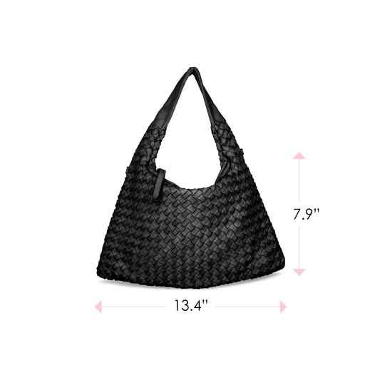 Bronte: Black Weave Leather