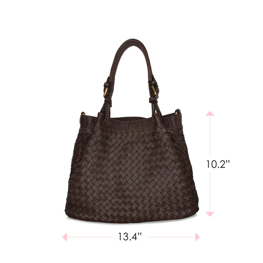 Blaire: Chocolate Brown Weave Leather