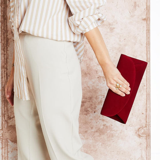 Jenna: Cherry Red Suede Bags Sole Bliss