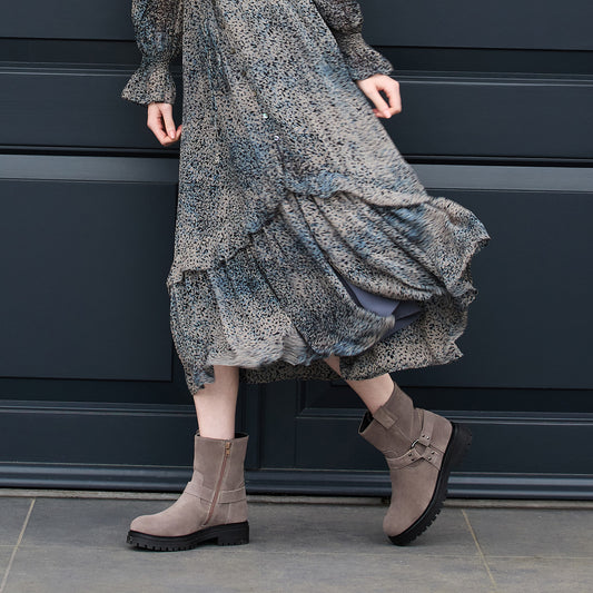 Indie: Taupe Suede & Gunmetal