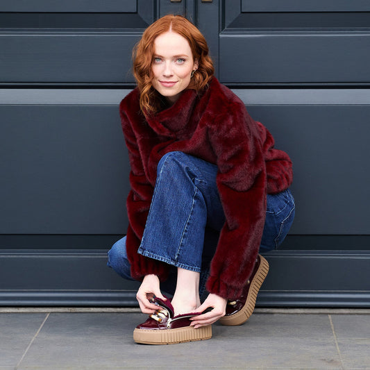 Track-Fur: Bordeau Patent Leather Shoes Sole Bliss