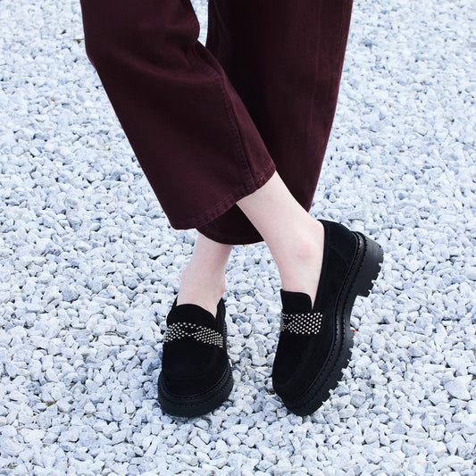 Fitz: Black Suede & Studs