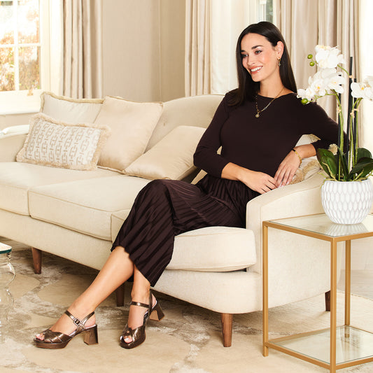 Roberta: Bronze Snake Print Leather