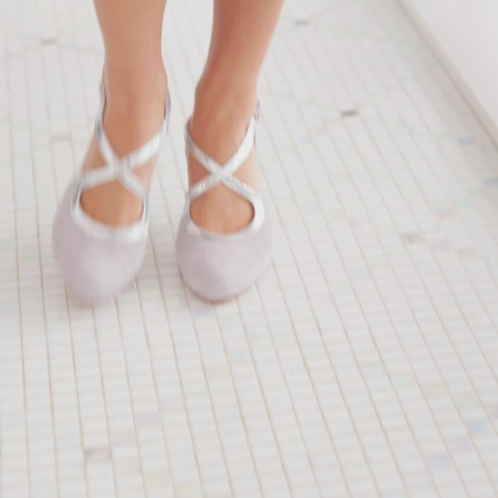Meredith: Pale Gray Suede & Silver Snake