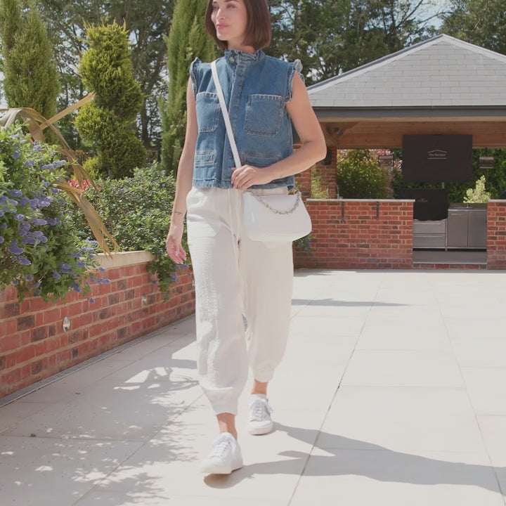 Sprint: White Leather & Multi Denim