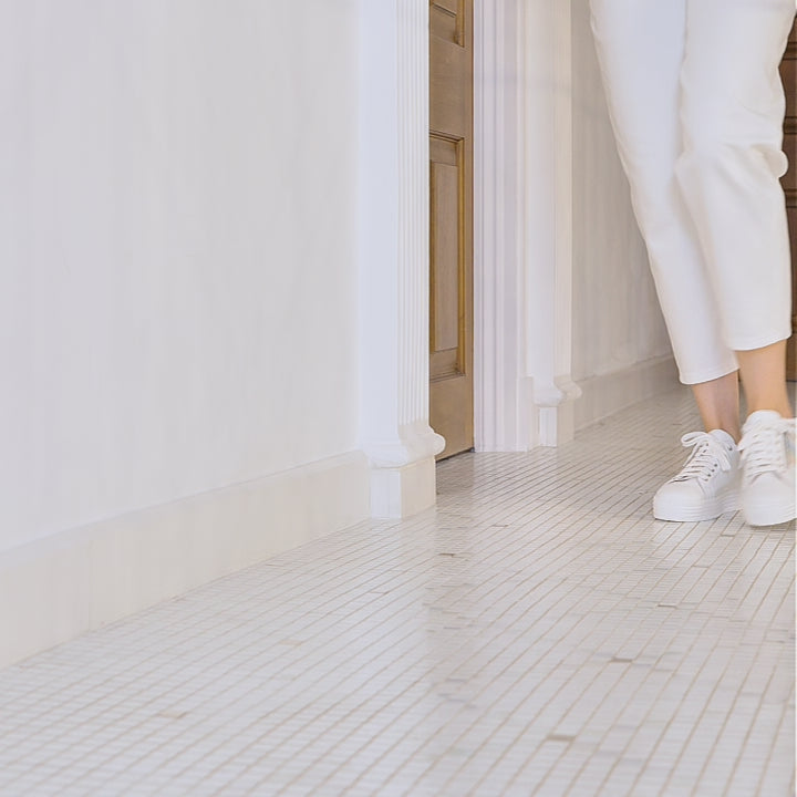 Hero-Stripe: White Leather & Multi Pastel