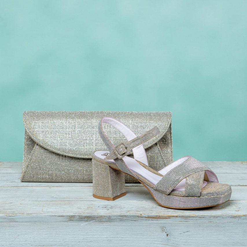 Ronnie: Taupe Glitter Shoes Sole Bliss