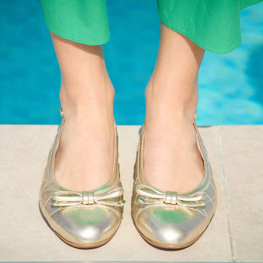 Ritz: Gold Quilted Leather Shoes Sole Bliss