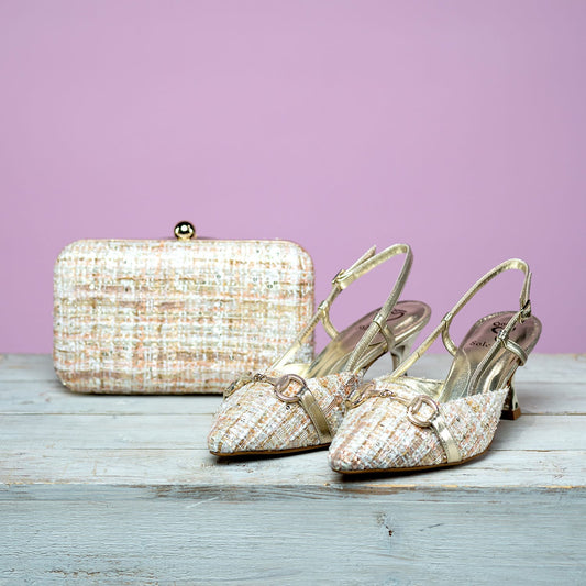 Addison: Metallic Tweed & Leather Shoes Sole Bliss