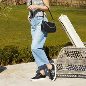 Shoes Sprint: Black Leather & Metallic Sole Bliss USA