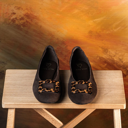 Shoes Lori: Chocolate Brown Suede & Leopard Sole Bliss USA