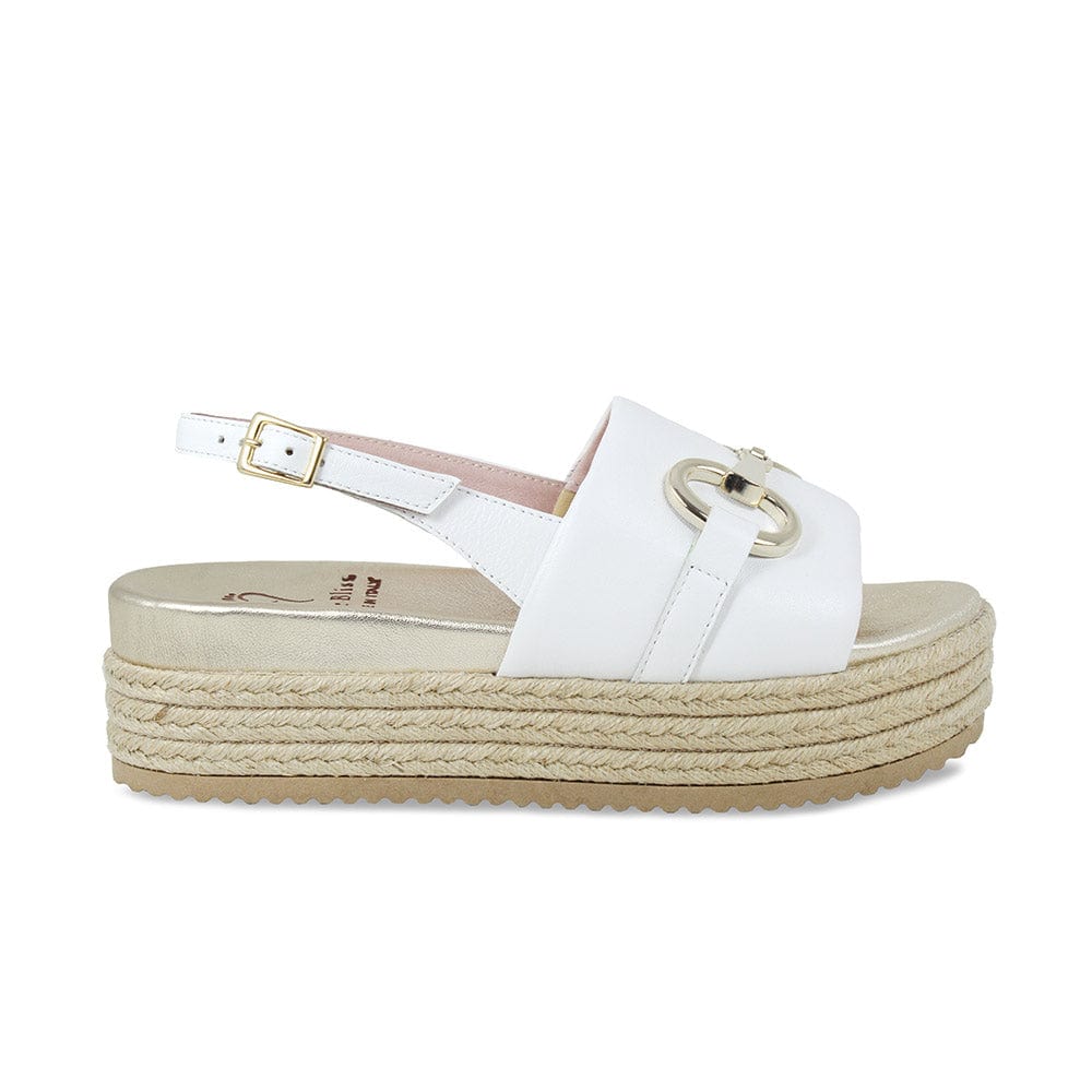 Leather Espadrille Wedge Sandals in White - Gucci