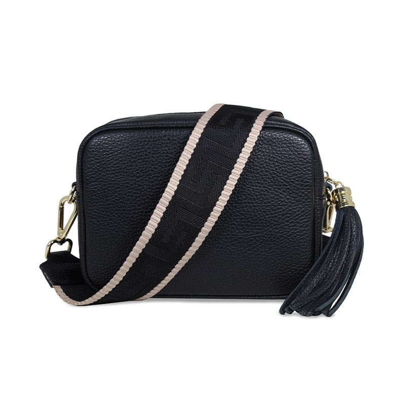 Coco: Black Leather & Taupe Trim – Black Crossbody Purse | Sole Bliss