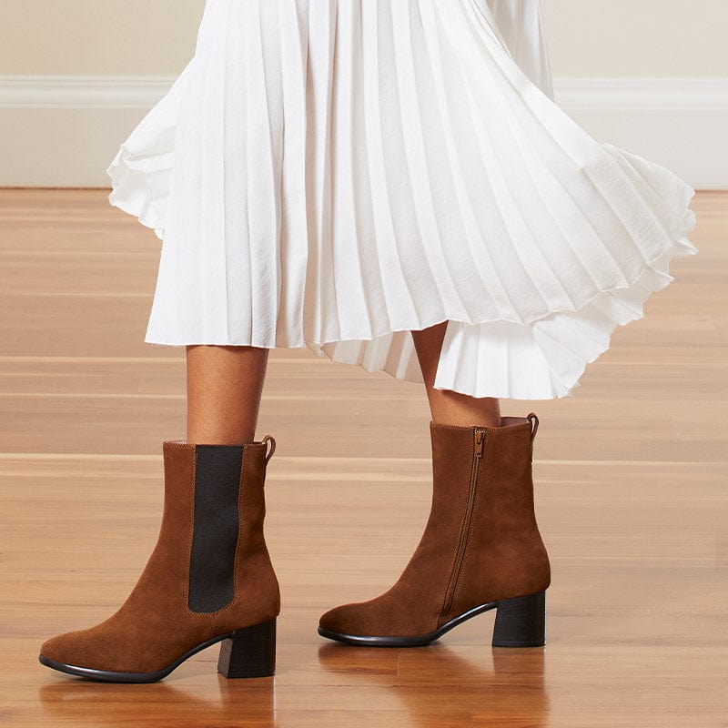 Essential Western Tan Boots - Ankle Booties | Red Dress