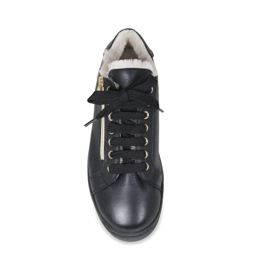 Halo: Black Leather & Shearling Shoes Sole Bliss