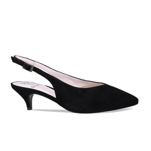 Kitty: Black Suede – Wide Fit Low Heels for Bunions – Sole Bliss USA