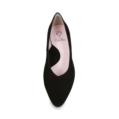 Black Suede Block Heeled Pumps
